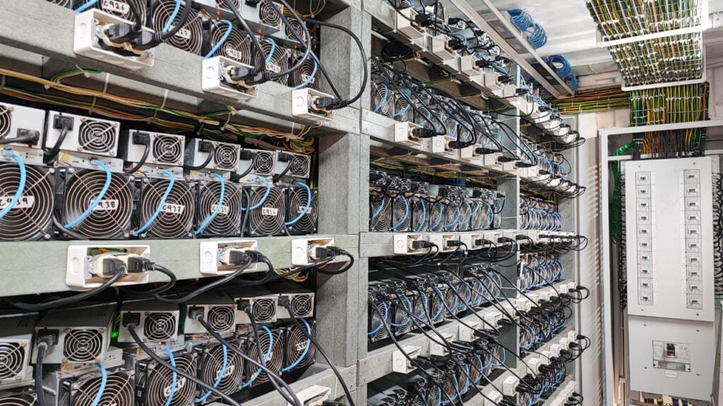 Inside a bitcoin Mining Container with ASIC machines.